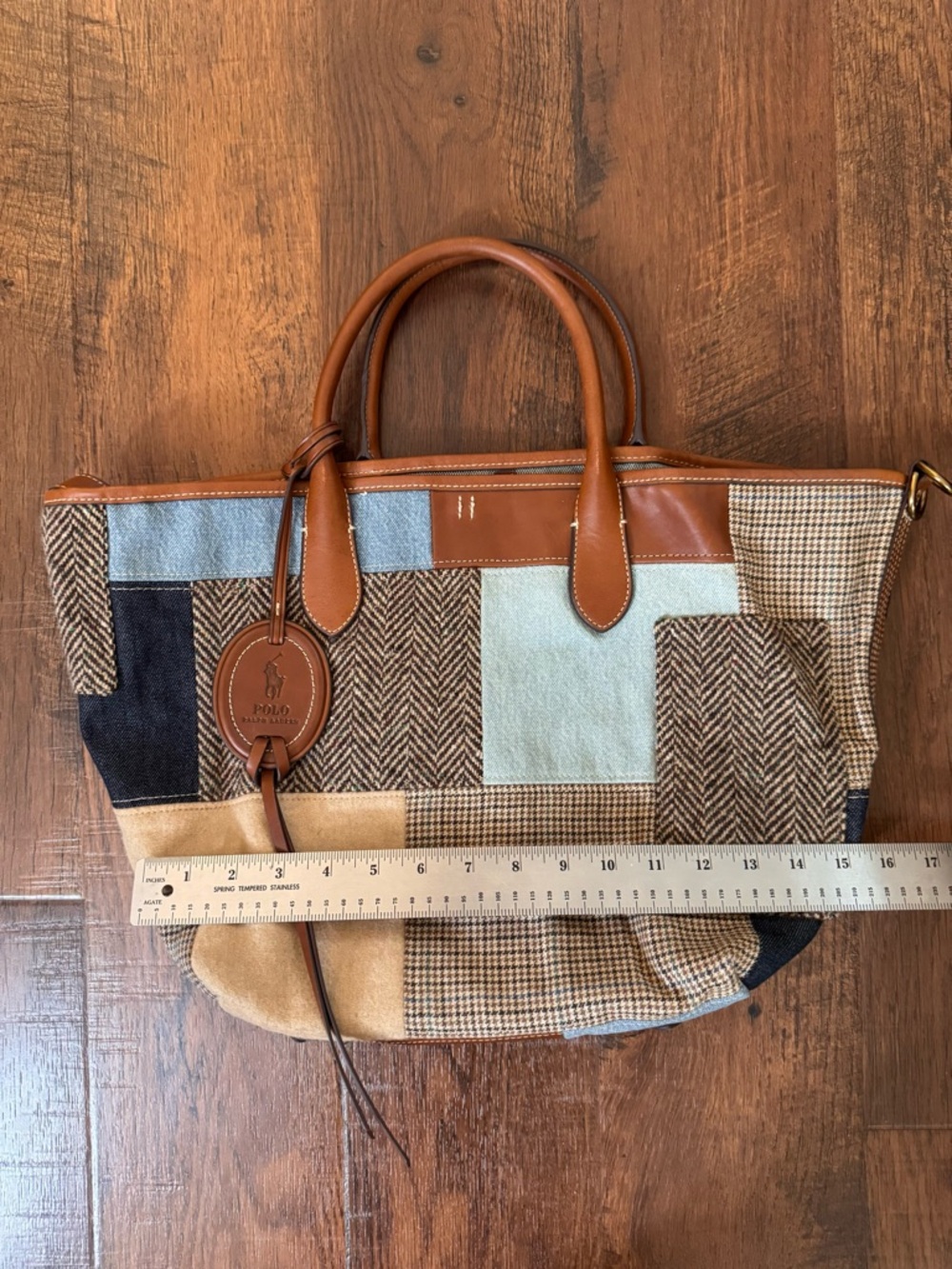 RALPH LAUREN POLO tweed and leather tote, one size, NWOT - Picture 13 of 16